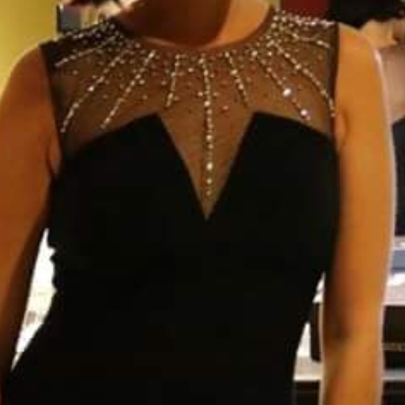 Black Embellished Illusion Neck Mermaid Gown- Prom - Picture 2 of 4